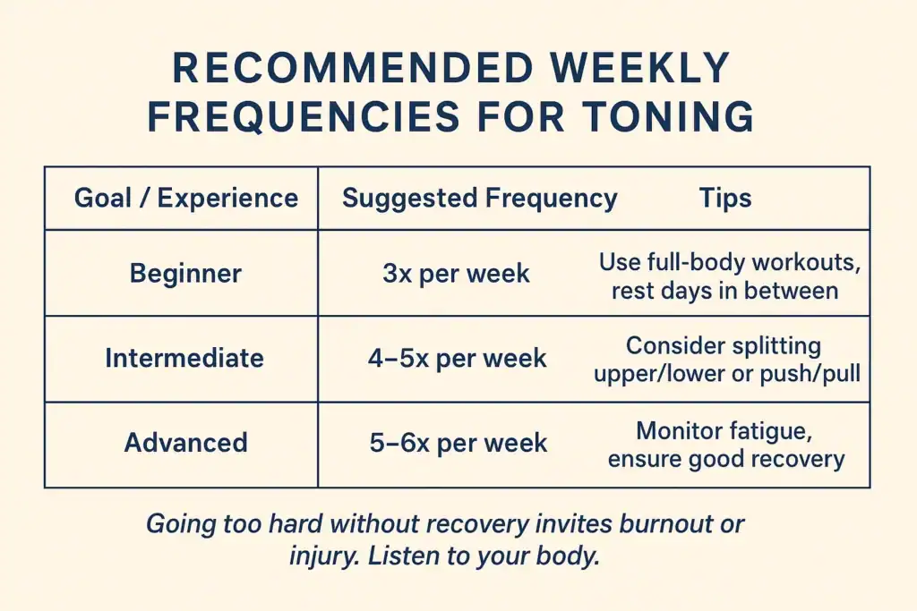 Graphic to show how often you should do exercise to help with toning Sevenoaks