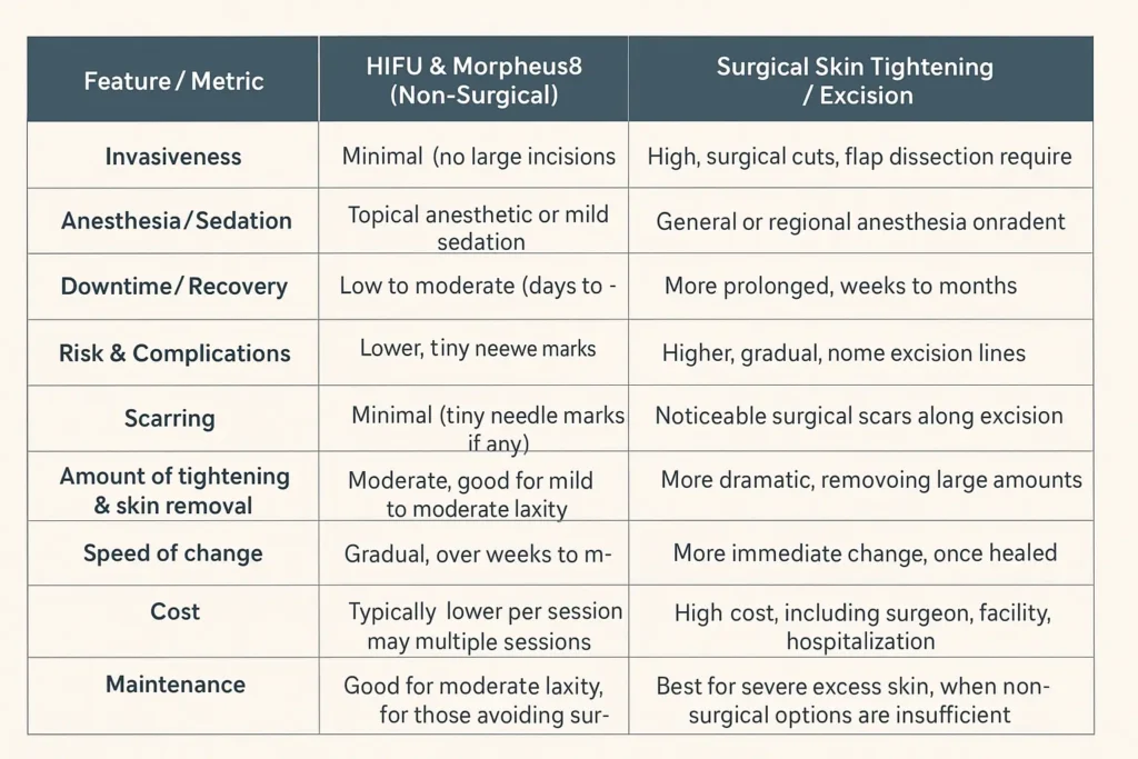 The Science of Skin Tightening 2 Table of skin tightening Sevenoaks benefits compared to surgical options